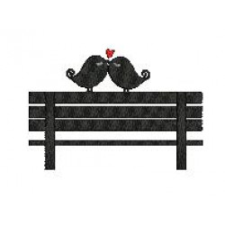 Stickmuster - Love Birds auf Bank